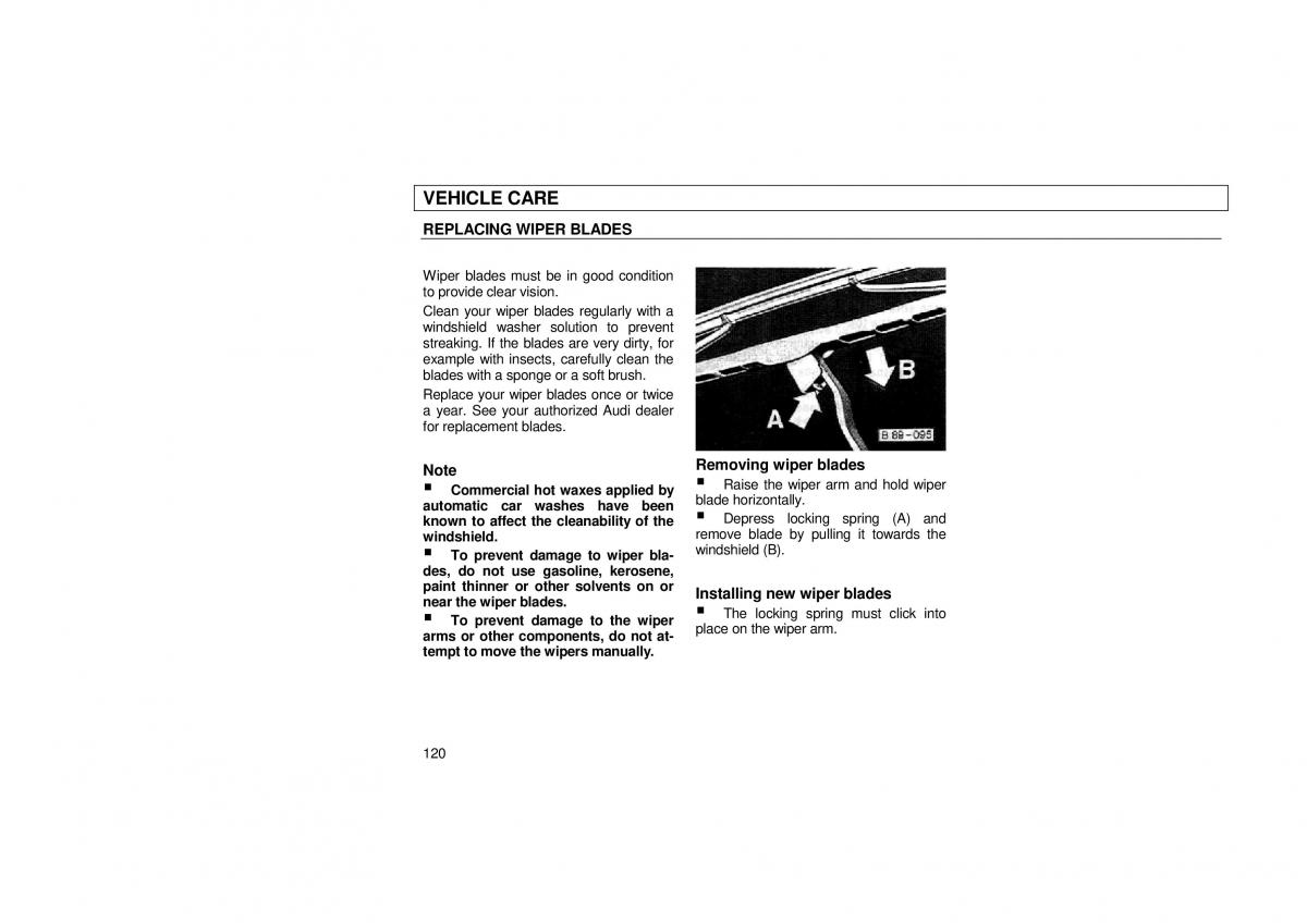 Audi 100 C3 owners manual / page 122