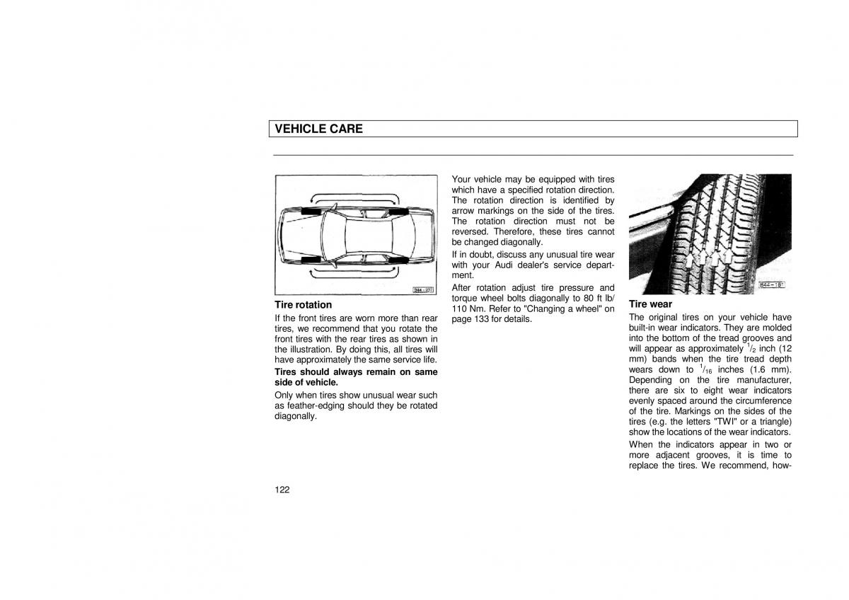 Audi 100 C3 owners manual / page 124