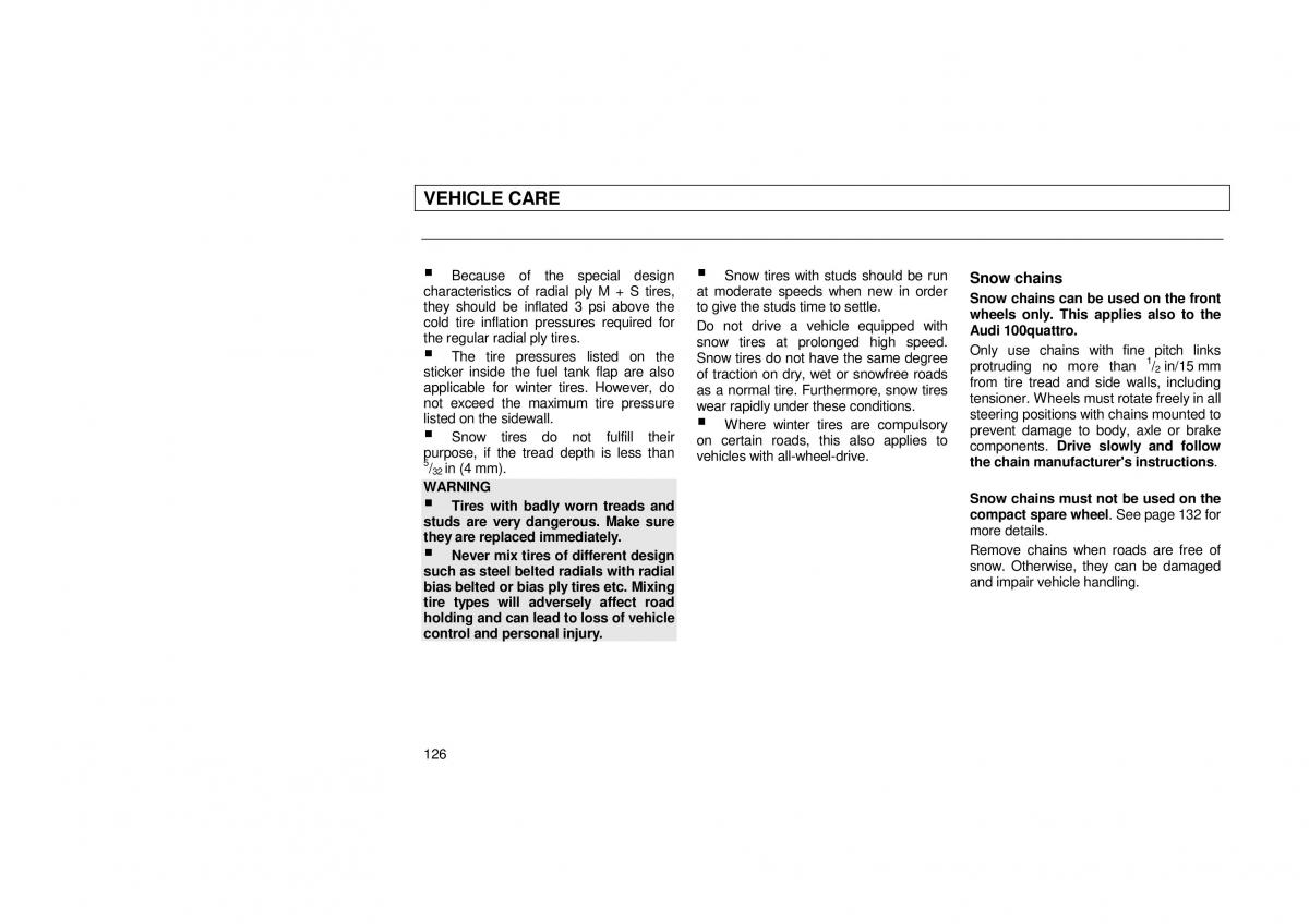 Audi 100 C3 owners manual / page 128