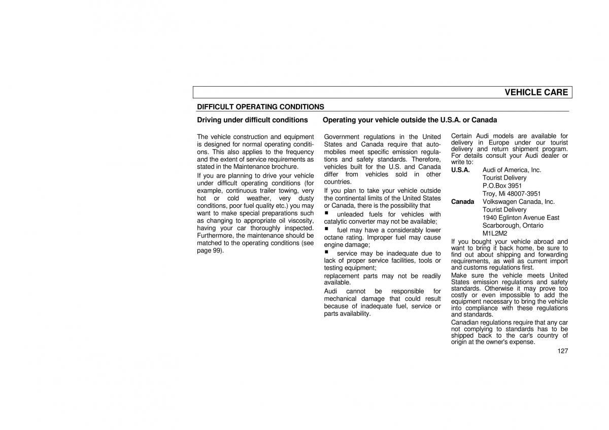 Audi 100 C3 owners manual / page 129