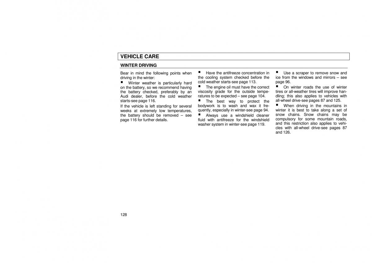 Audi 100 C3 owners manual / page 130