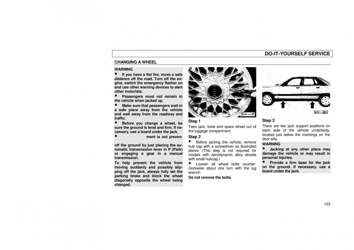 Audi 100 C3 owners manual / page 135