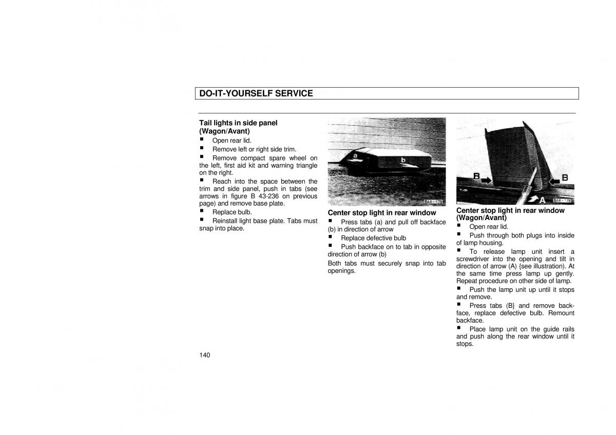 Audi 100 C3 owners manual / page 142