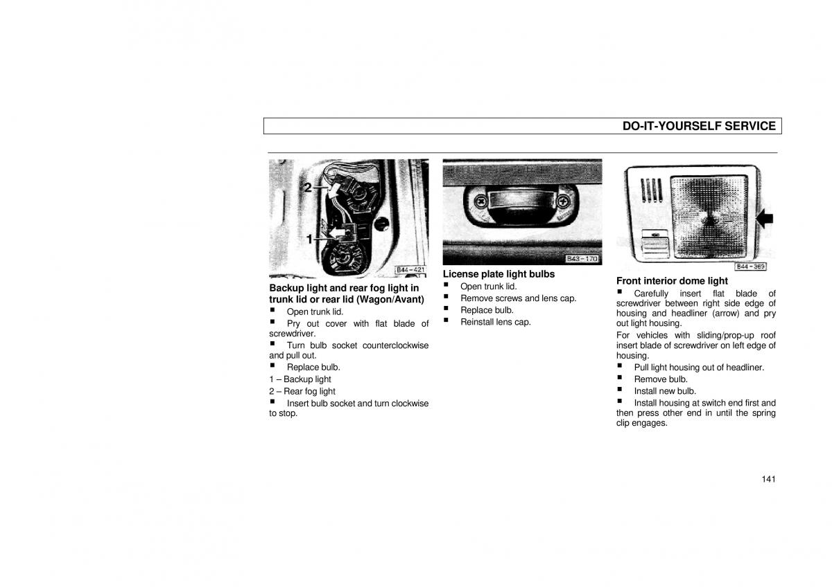 Audi 100 C3 owners manual / page 143