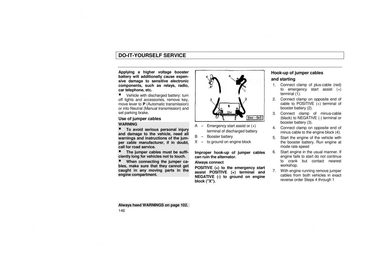 Audi 100 C3 owners manual / page 148