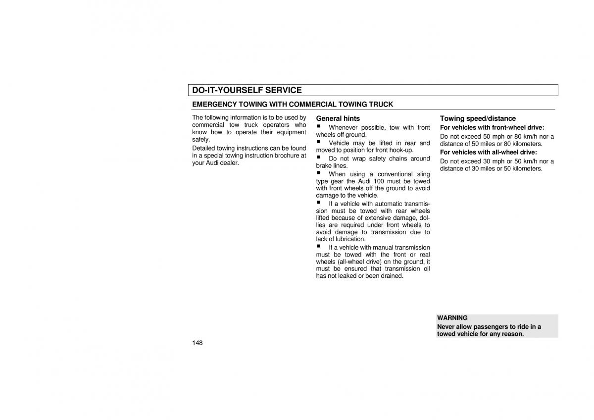 Audi 100 C3 owners manual / page 150