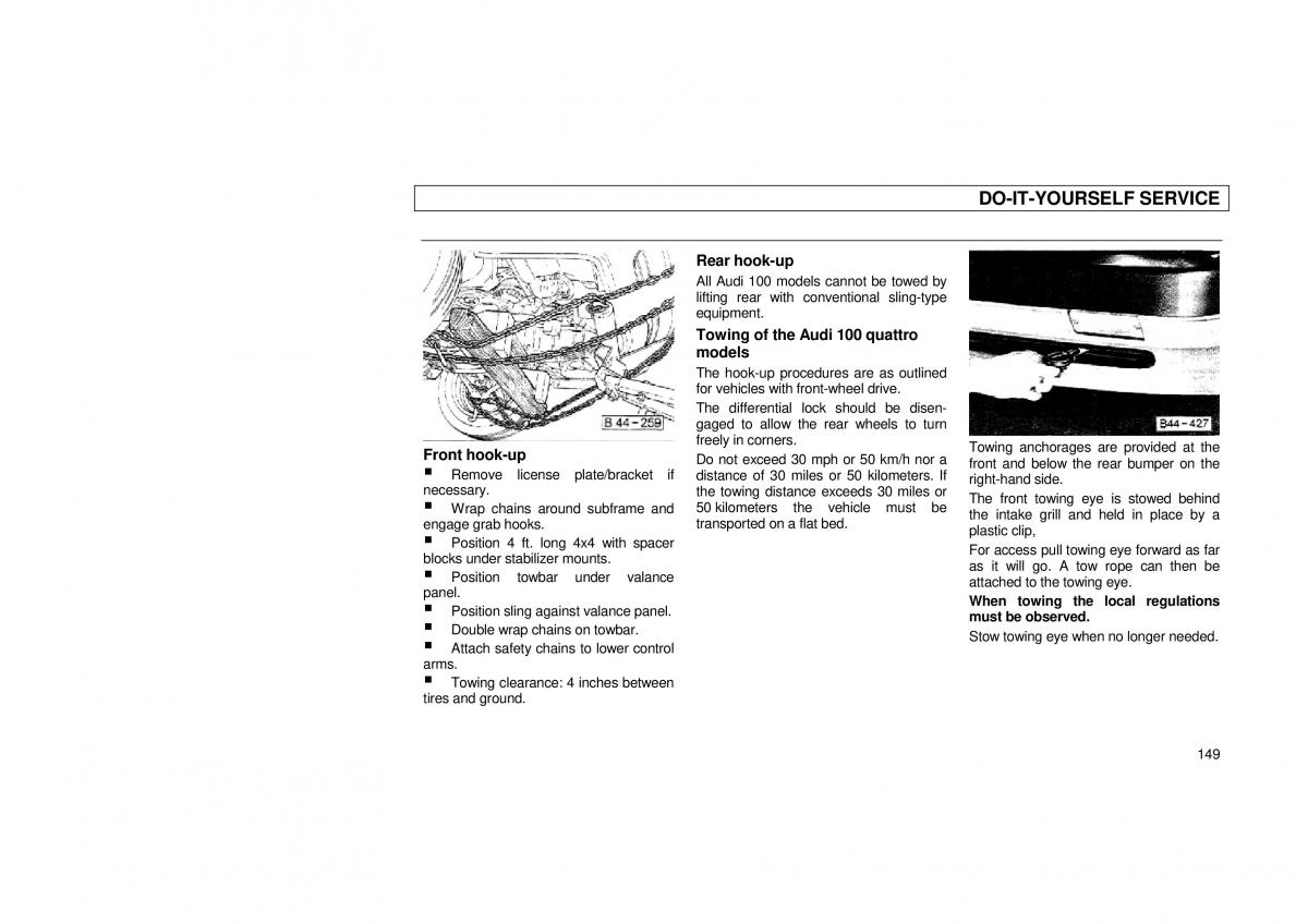 Audi 100 C3 owners manual / page 151