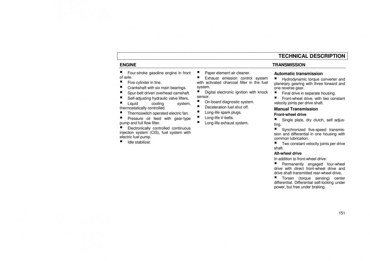 Audi 100 C3 owners manual / page 153