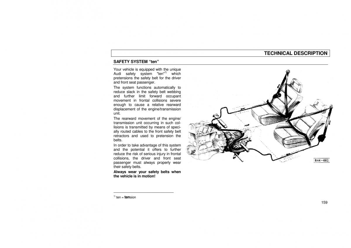 Audi 100 C3 owners manual / page 161