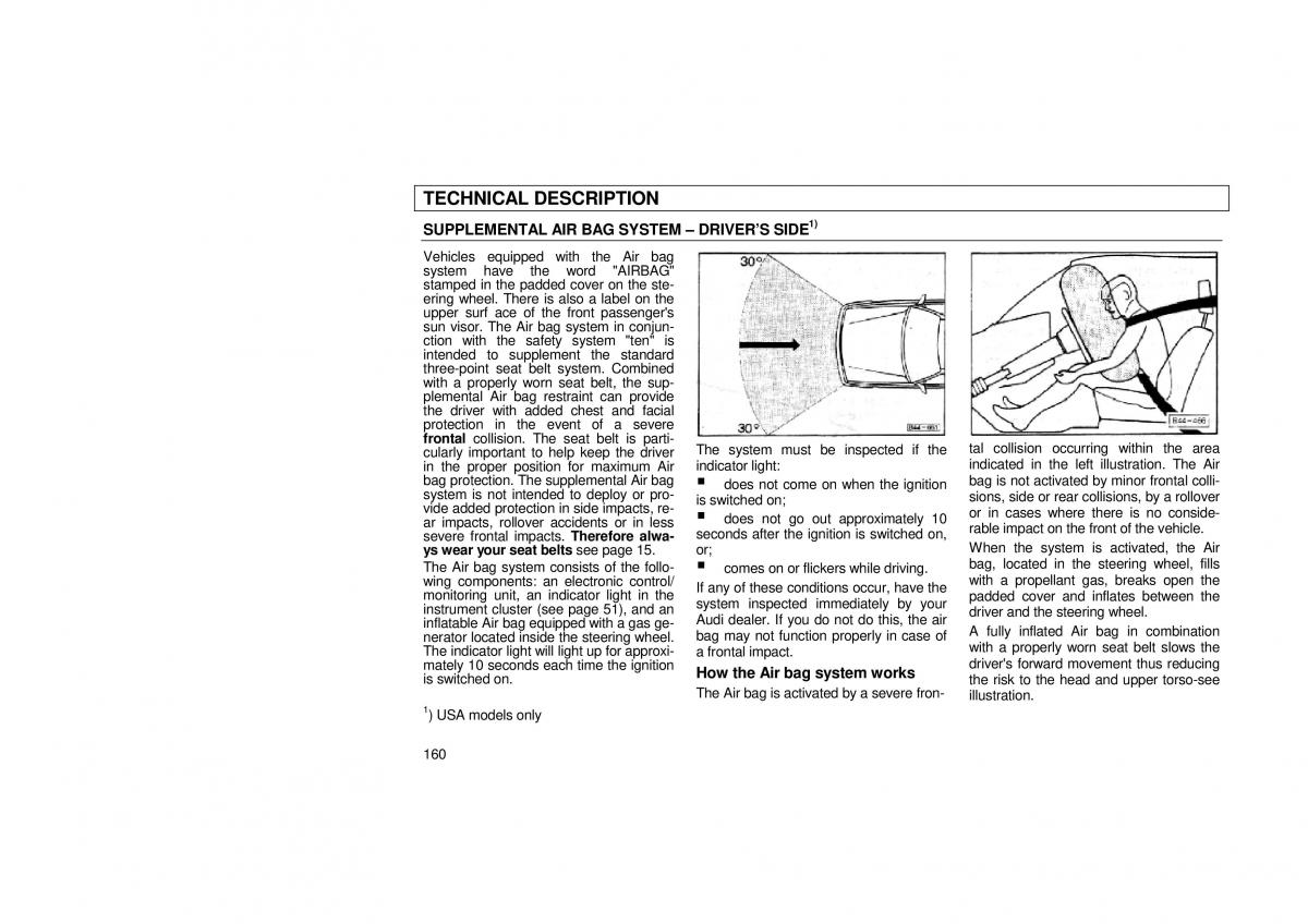 Audi 100 C3 owners manual / page 162