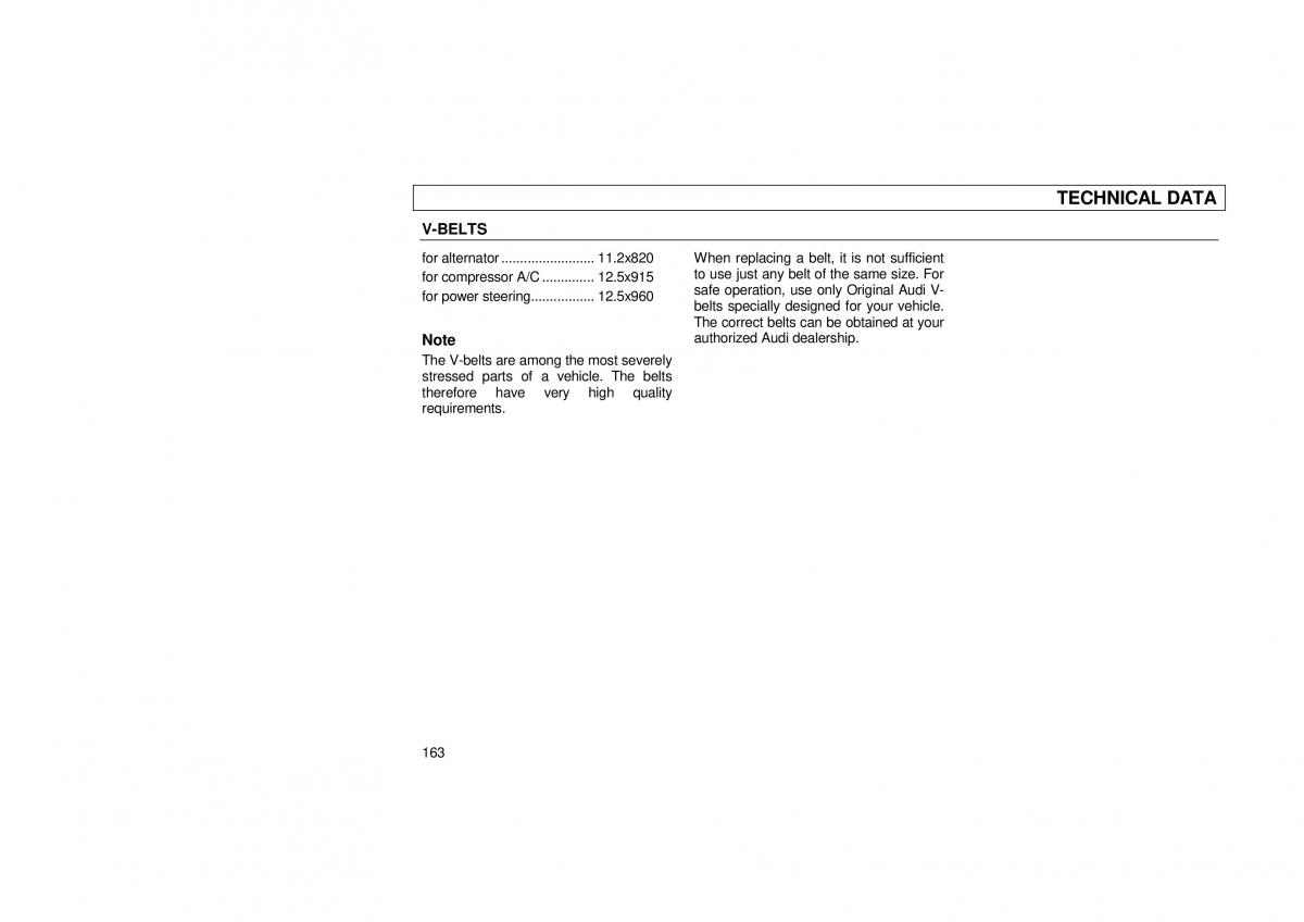 Audi 100 C3 owners manual / page 165