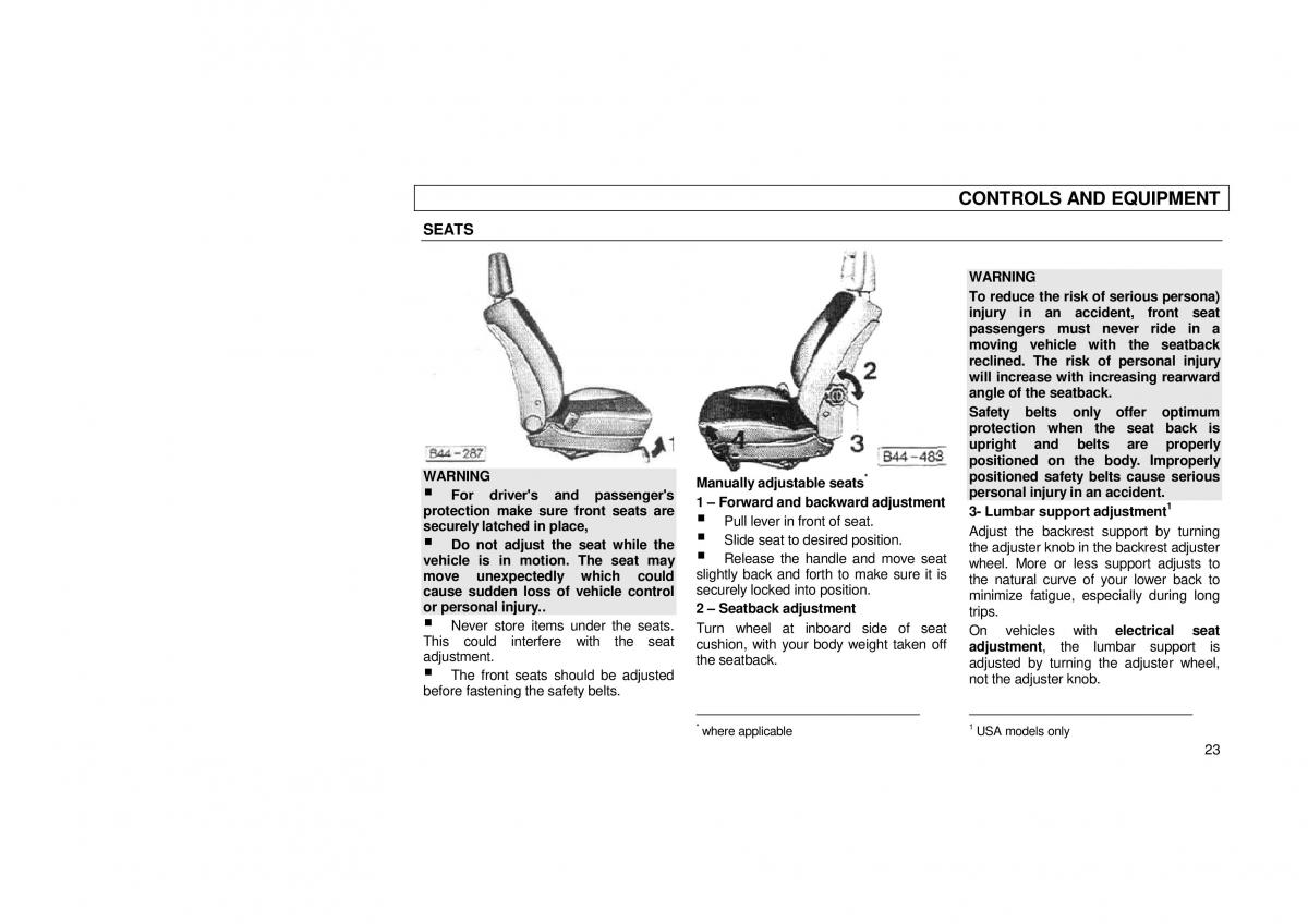 Audi 100 C3 owners manual / page 25