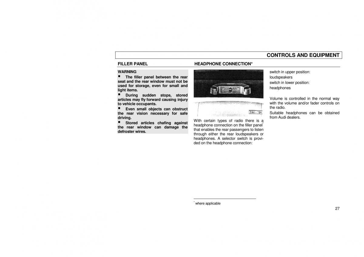 Audi 100 C3 owners manual / page 29