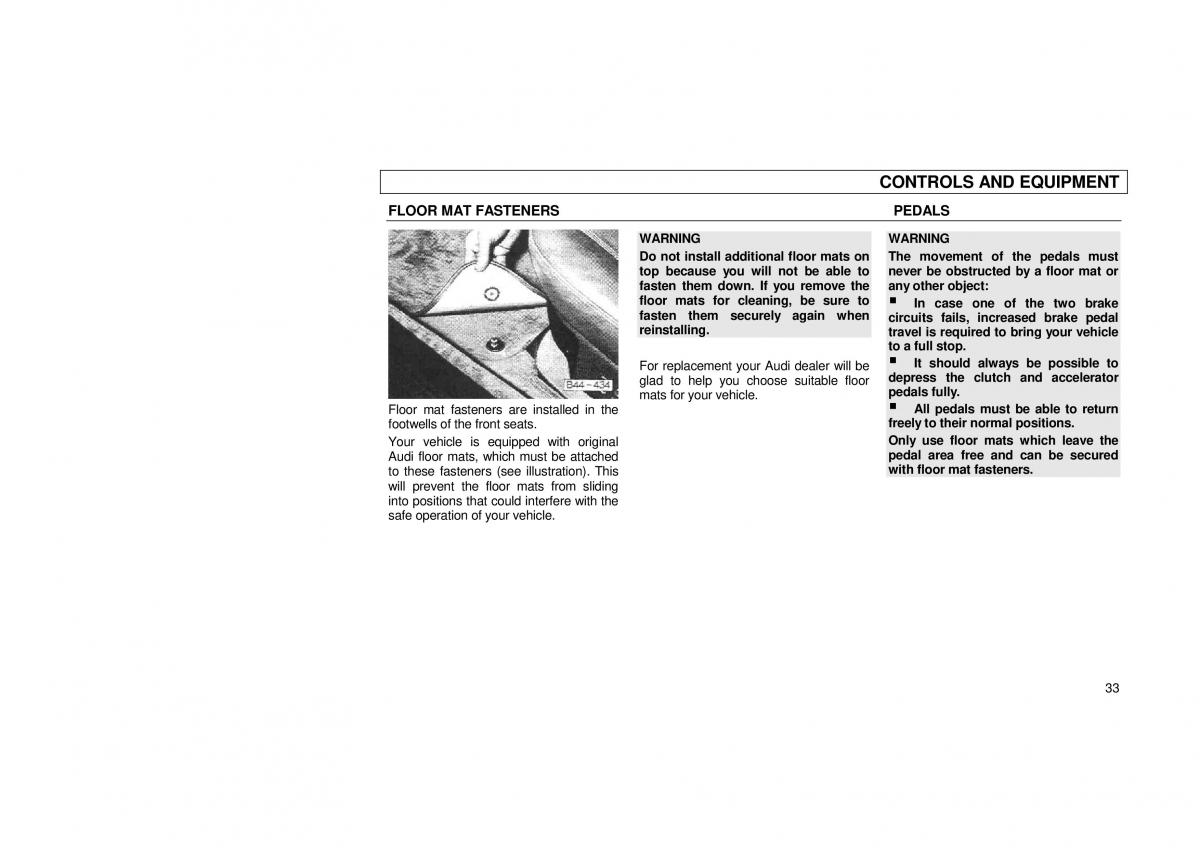 Audi 100 C3 owners manual / page 35
