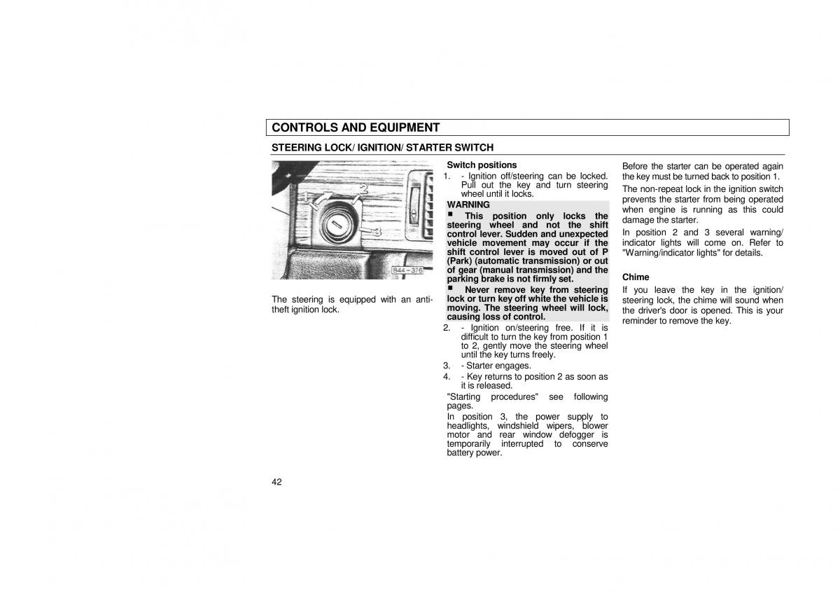 Audi 100 C3 owners manual / page 44
