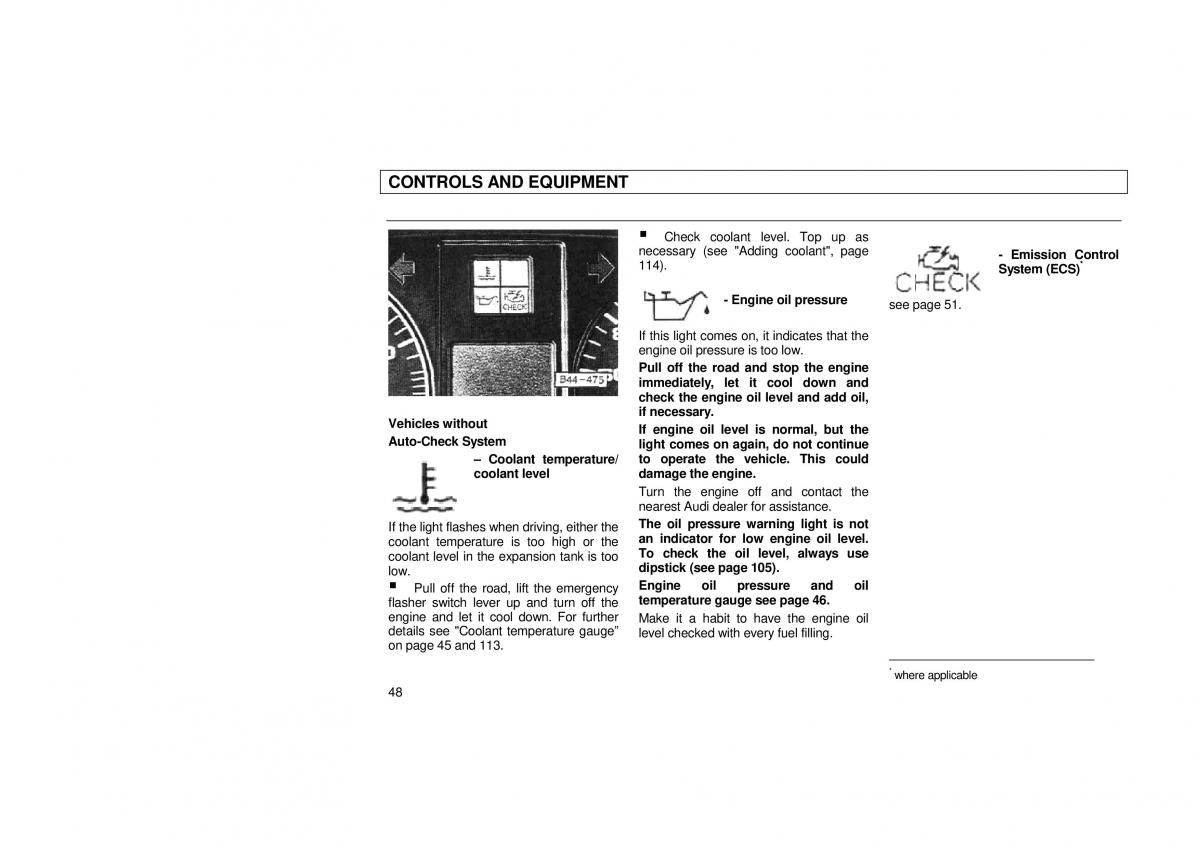 Audi 100 C3 owners manual / page 50