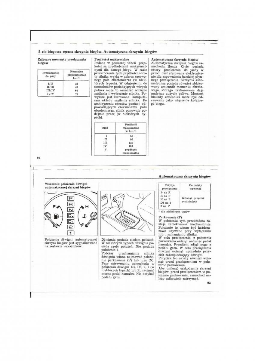 Honda Civic V 5 instrukcja obslugi / page 43