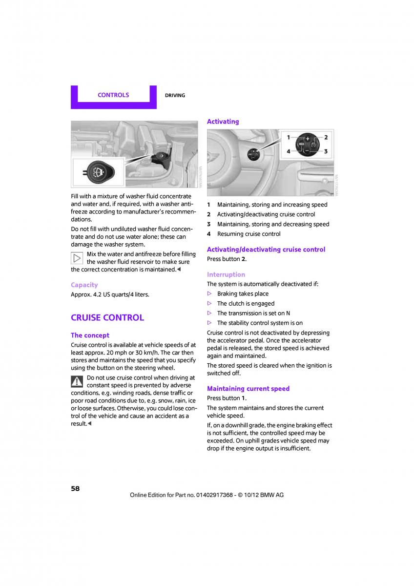 Mini Paceman owners manual / page 59