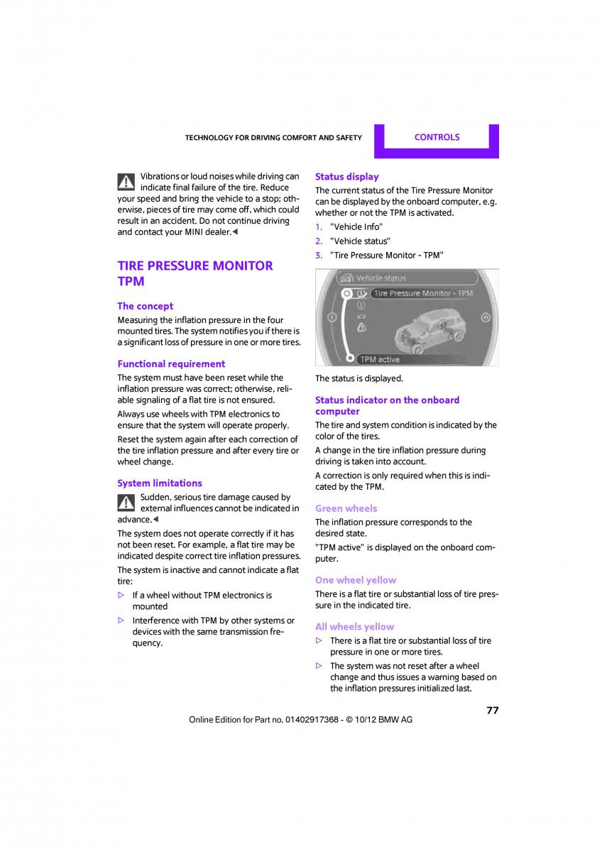 Mini Paceman owners manual / page 78