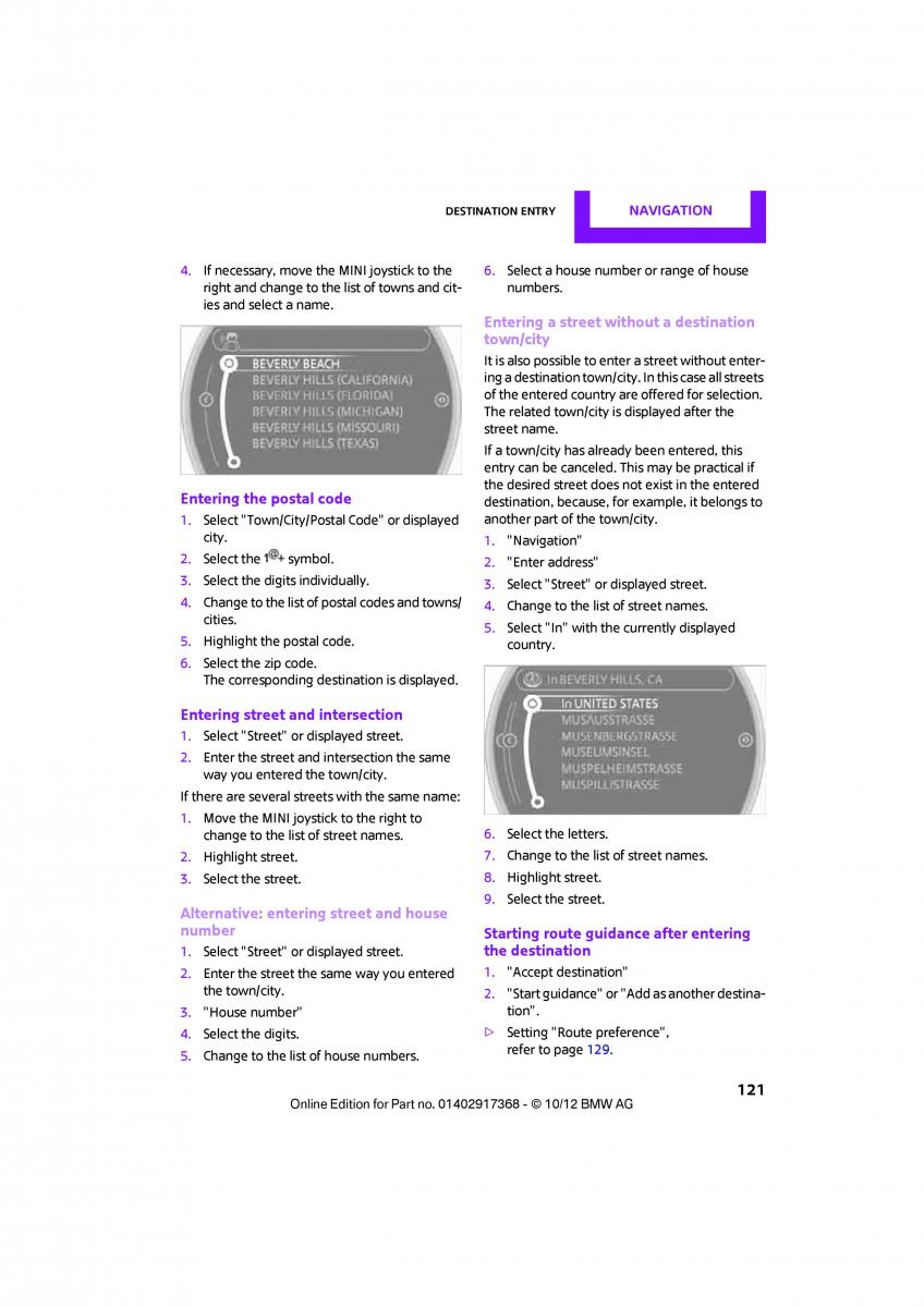 Mini Paceman owners manual / page 122