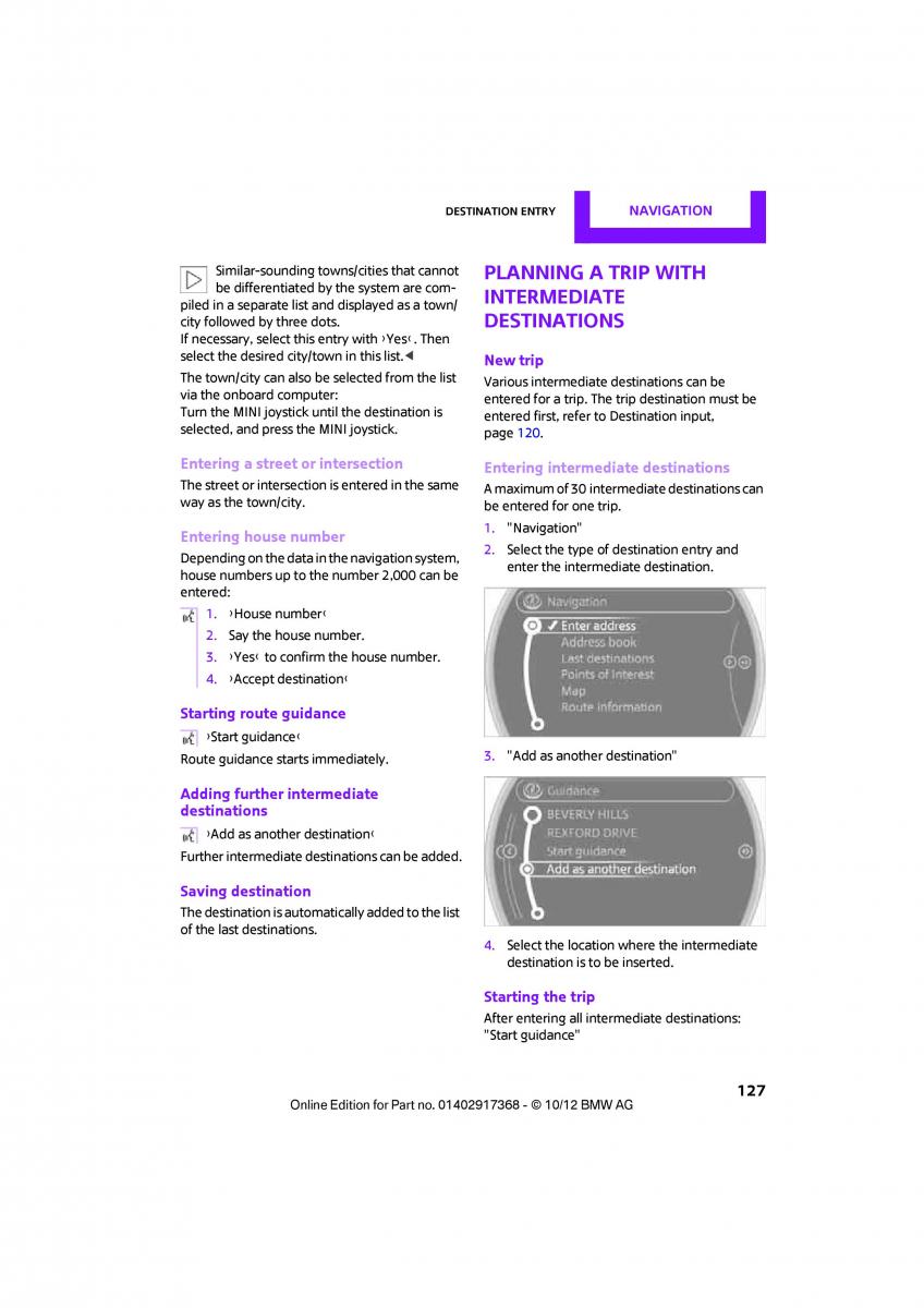 Mini Paceman owners manual / page 128