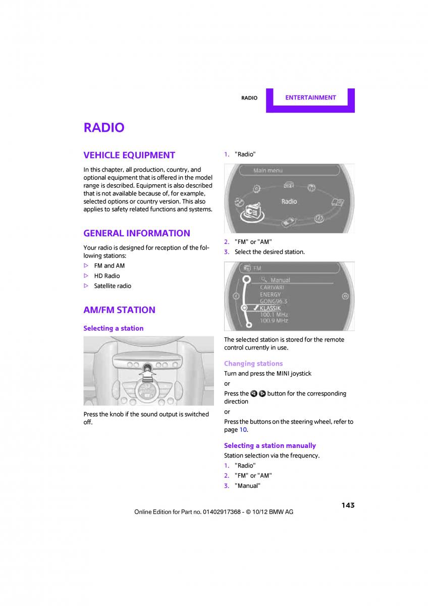 Mini Paceman owners manual / page 144