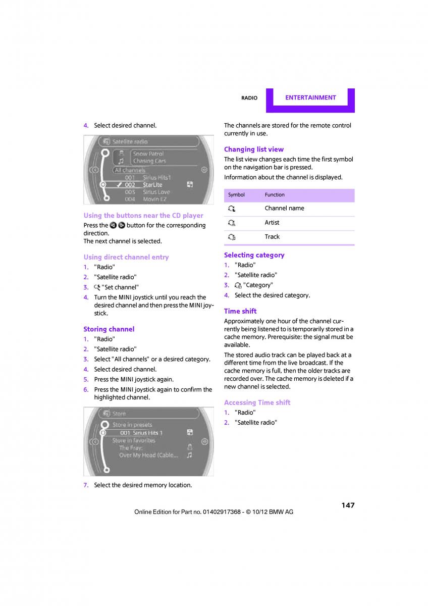 Mini Paceman owners manual / page 148