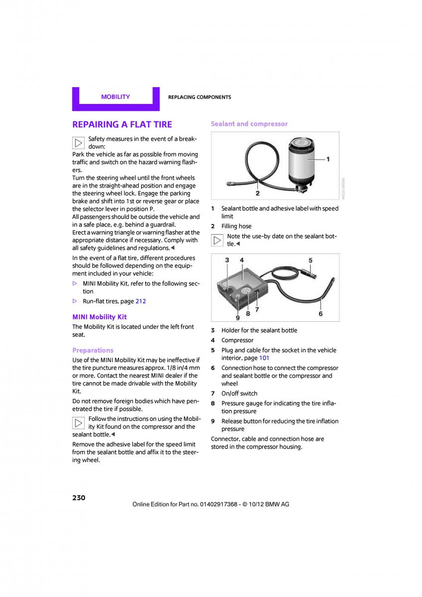 Mini Paceman owners manual / page 231