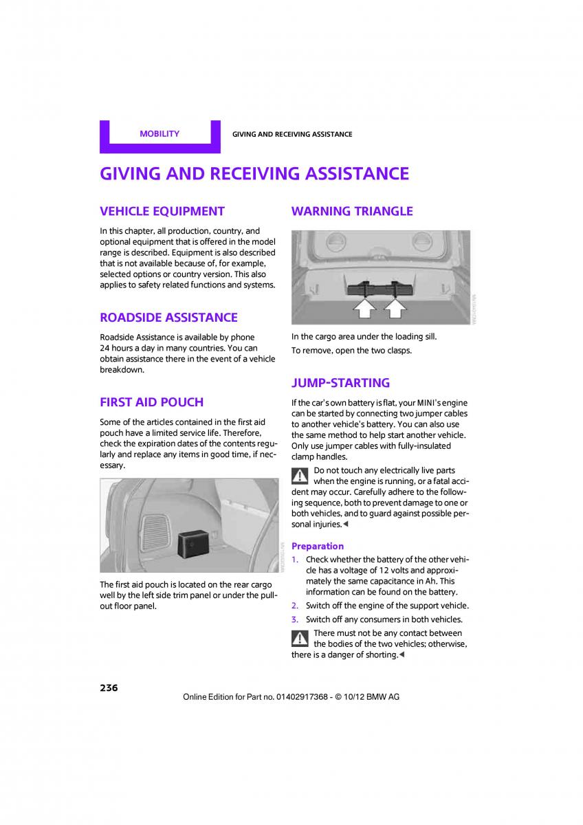 Mini Paceman owners manual / page 237