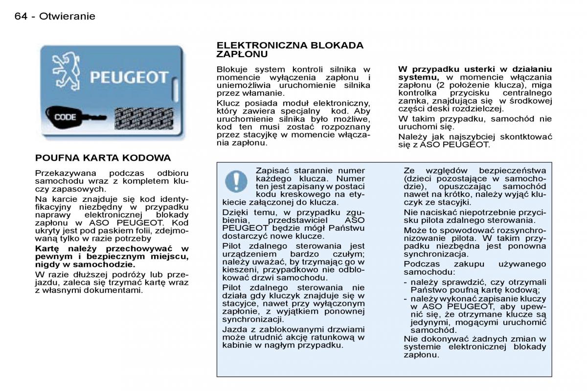 Peugeot 206 CC instrukcja obslugi / page 64