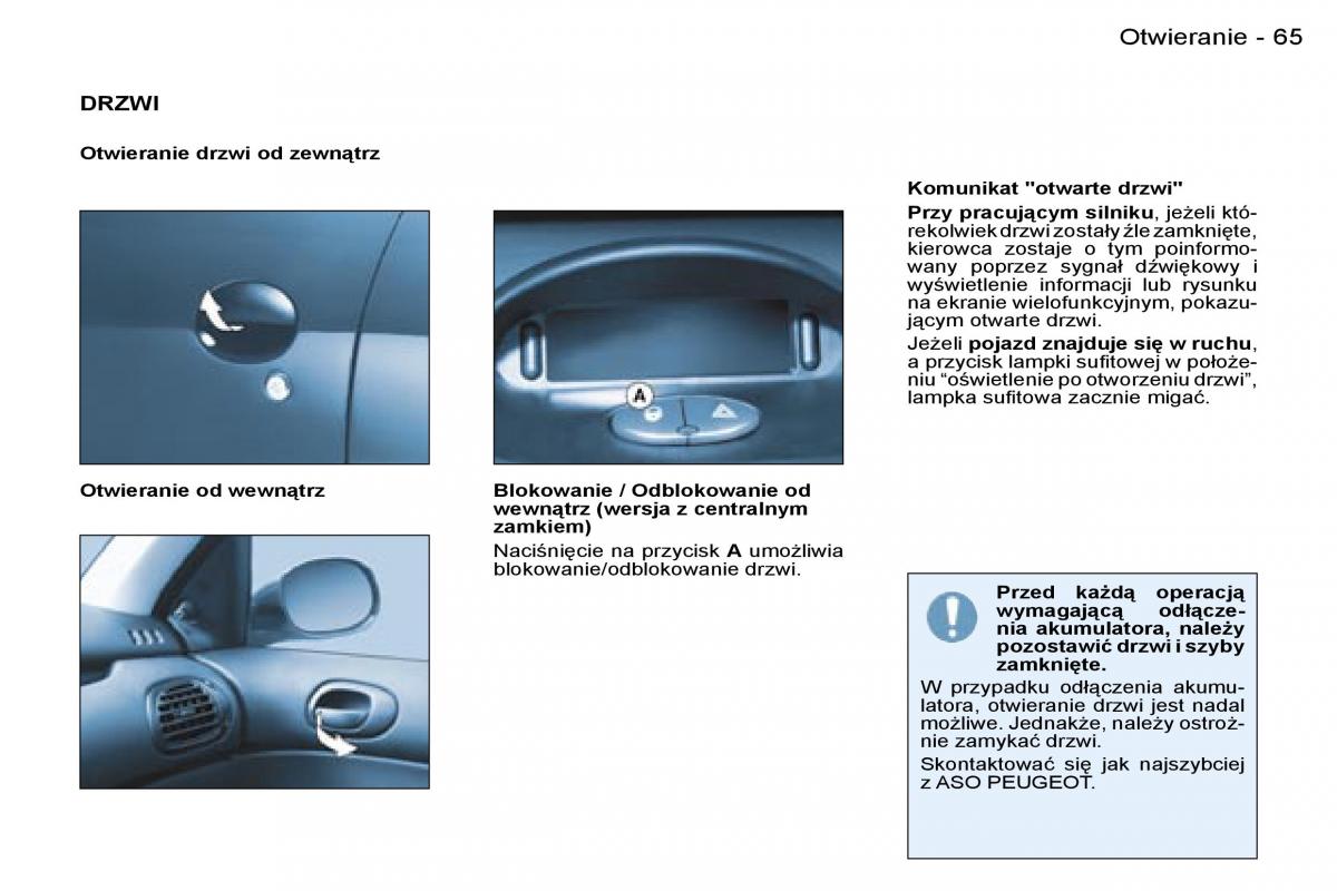 Peugeot 206 CC instrukcja obslugi / page 65