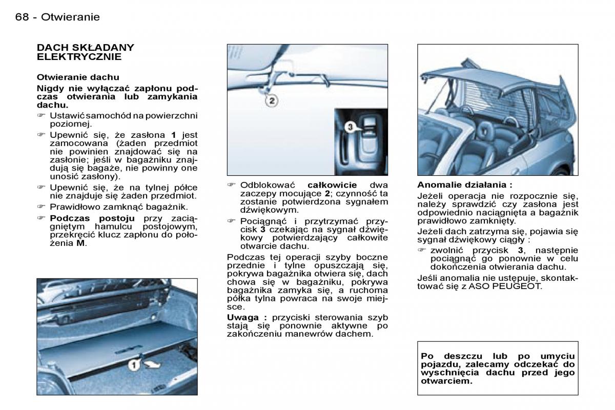 Peugeot 206 CC instrukcja obslugi / page 68