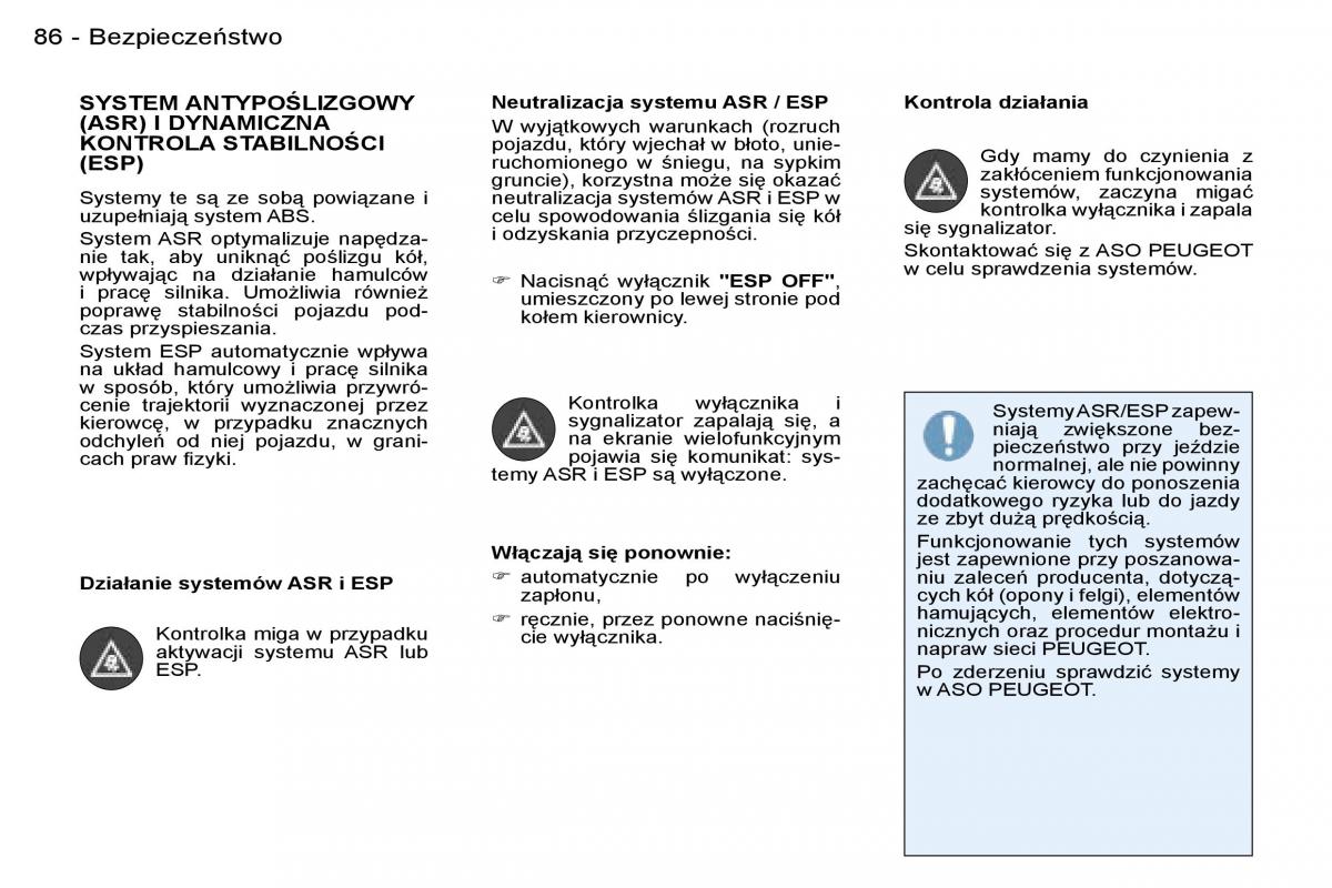 Peugeot 206 CC instrukcja obslugi / page 86