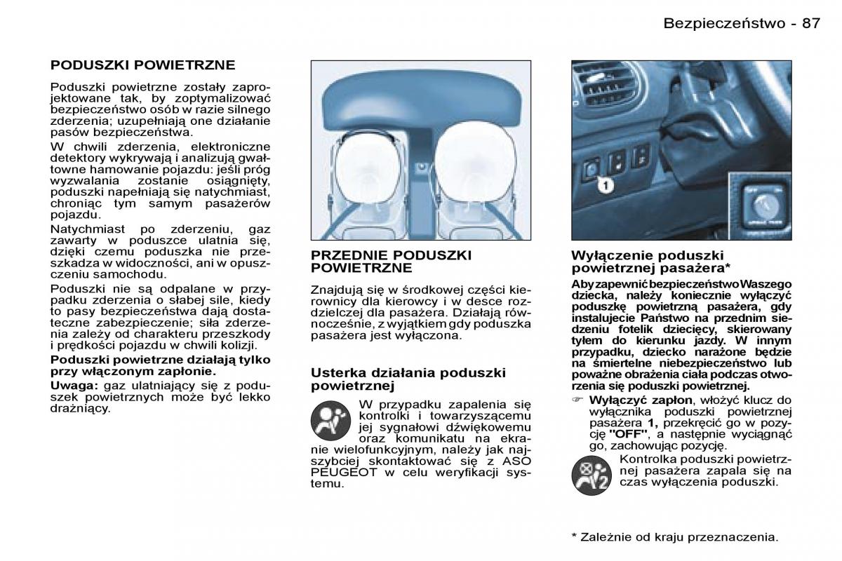 Peugeot 206 CC instrukcja obslugi / page 87