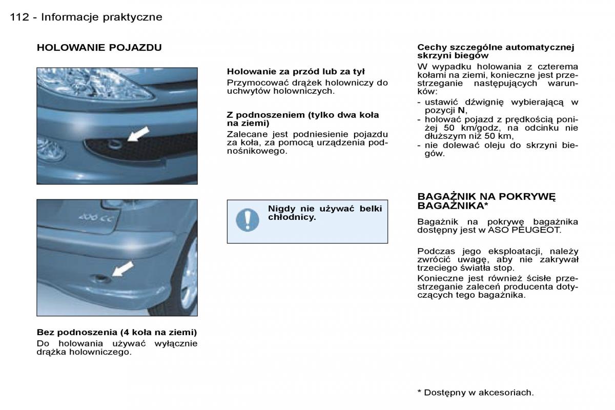 Peugeot 206 CC instrukcja obslugi / page 111