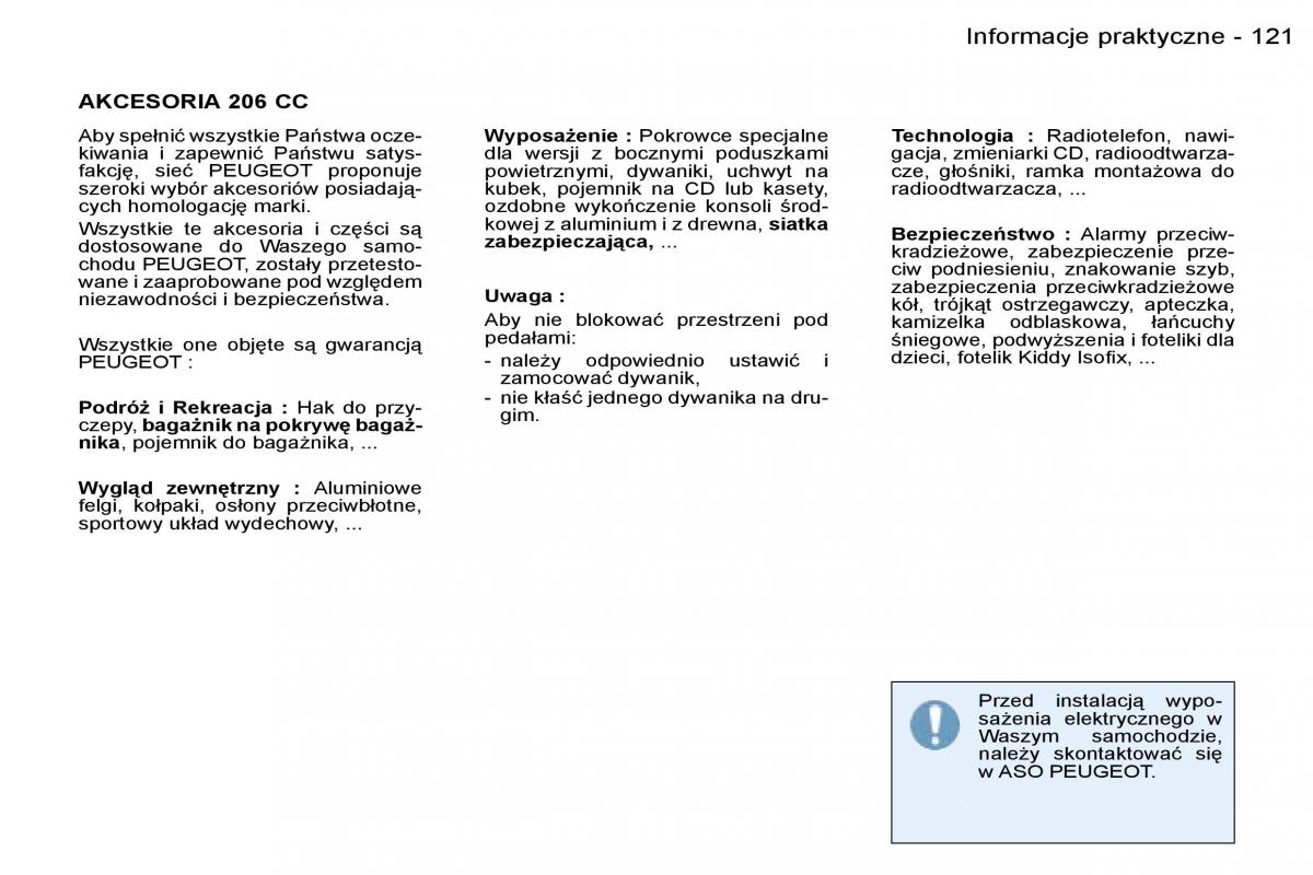 Peugeot 206 CC instrukcja obslugi / page 120