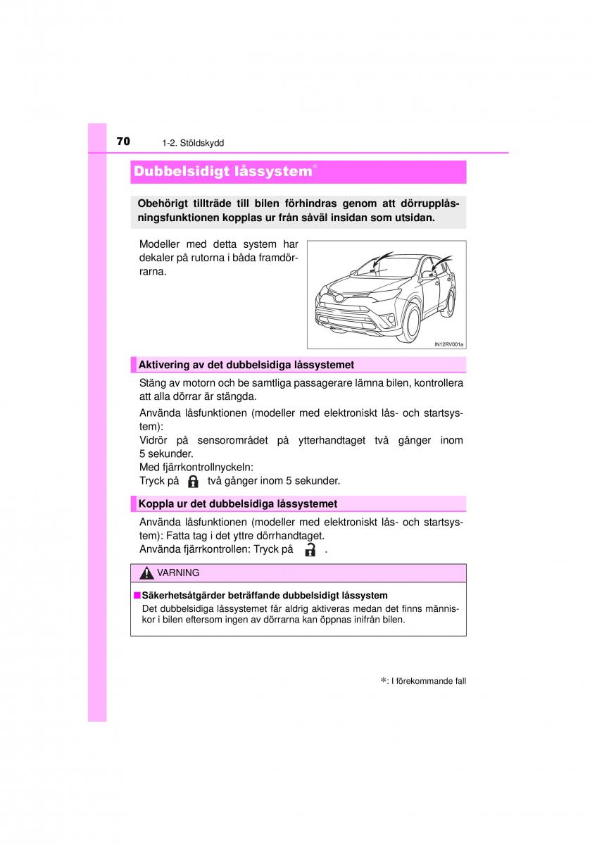 Toyota RAV4 IV 4 instruktionsbok / page 70