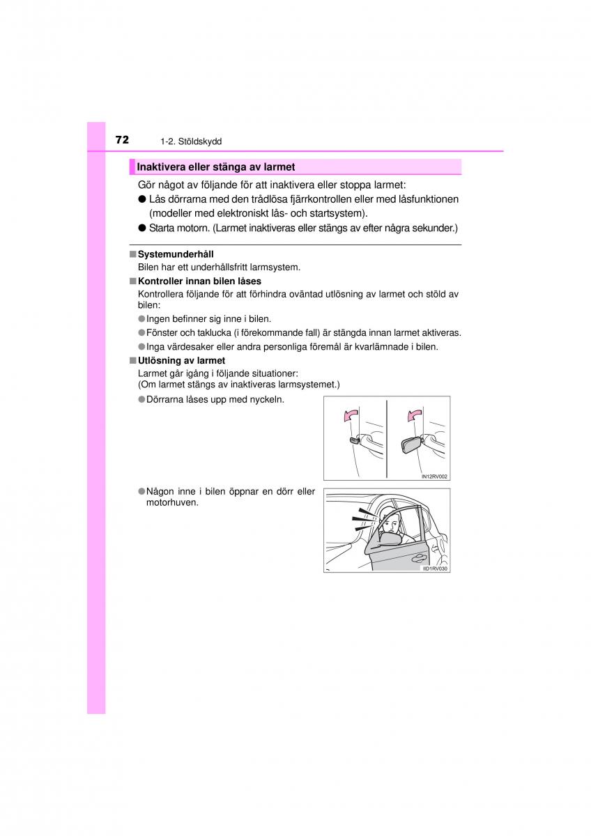 Toyota RAV4 IV 4 instruktionsbok / page 72