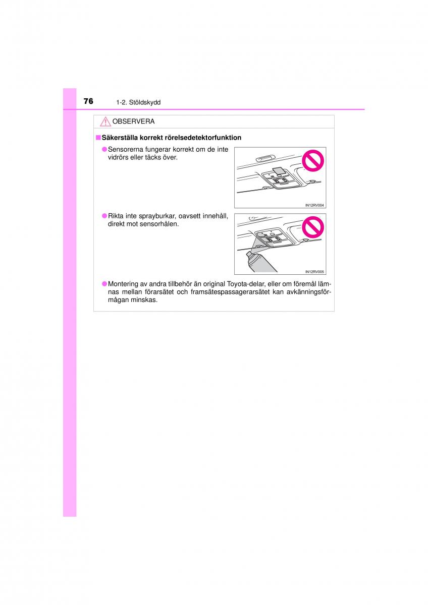 Toyota RAV4 IV 4 instruktionsbok / page 76