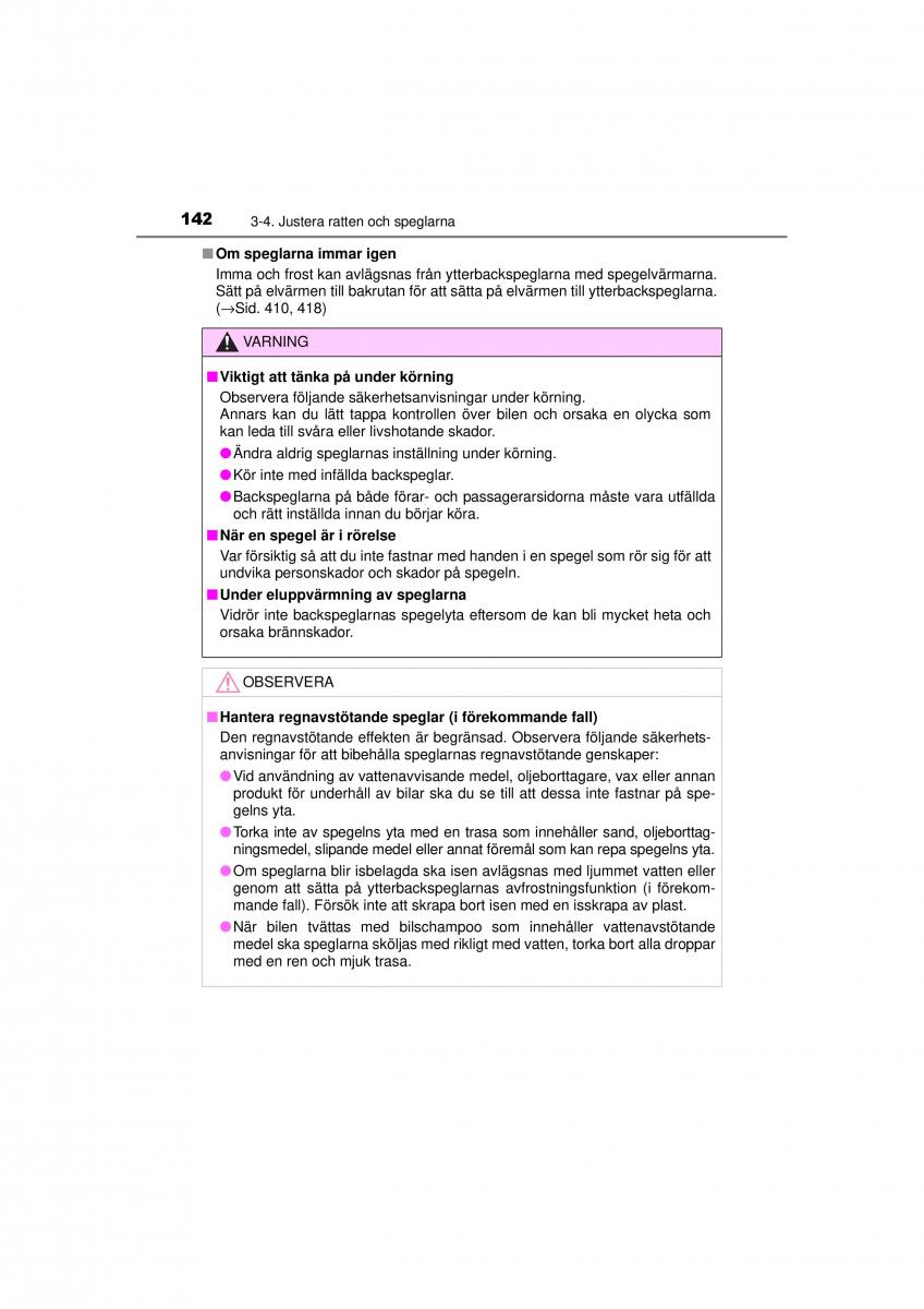 Toyota RAV4 IV 4 instruktionsbok / page 142