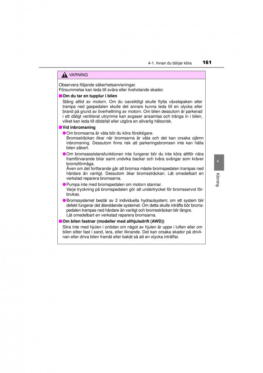 Toyota RAV4 IV 4 instruktionsbok / page 161