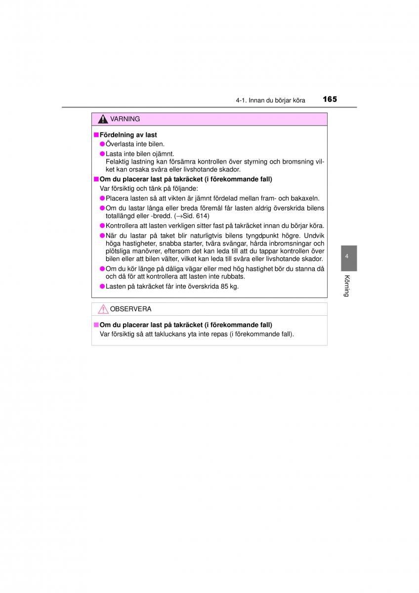 Toyota RAV4 IV 4 instruktionsbok / page 165