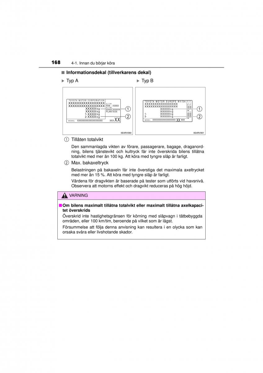 Toyota RAV4 IV 4 instruktionsbok / page 168