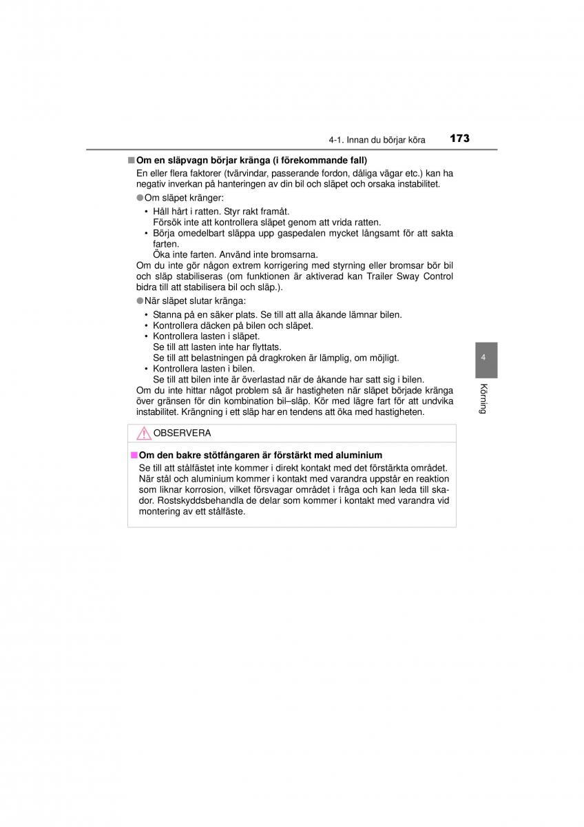 Toyota RAV4 IV 4 instruktionsbok / page 173