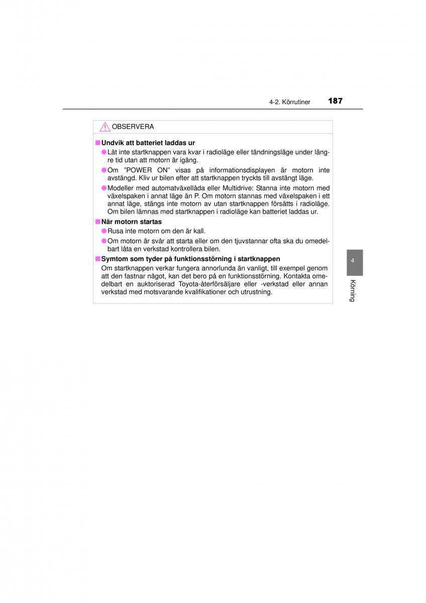 Toyota RAV4 IV 4 instruktionsbok / page 187