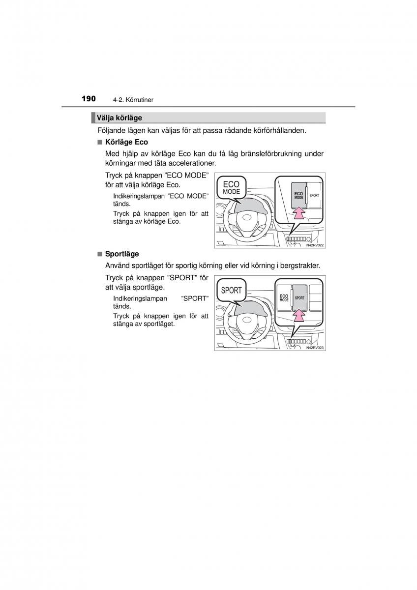 Toyota RAV4 IV 4 instruktionsbok / page 190