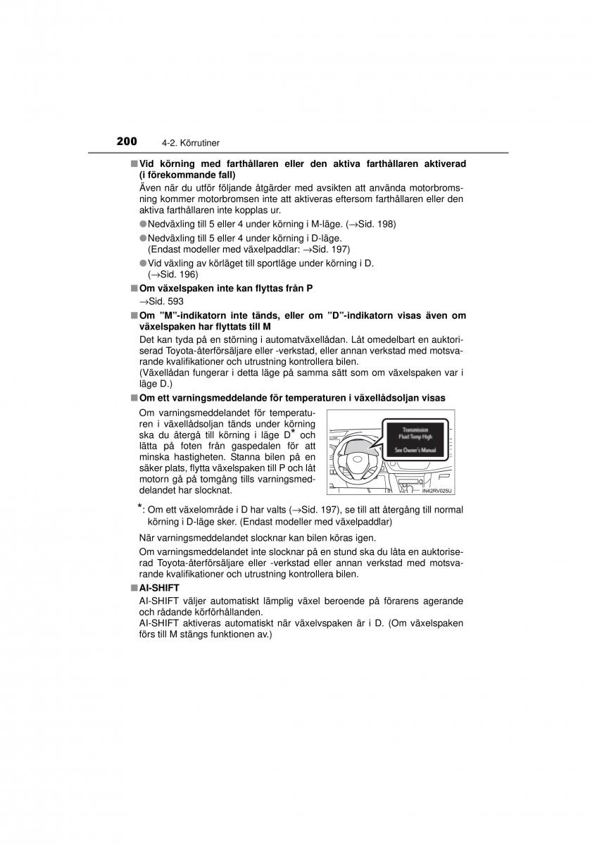 Toyota RAV4 IV 4 instruktionsbok / page 200