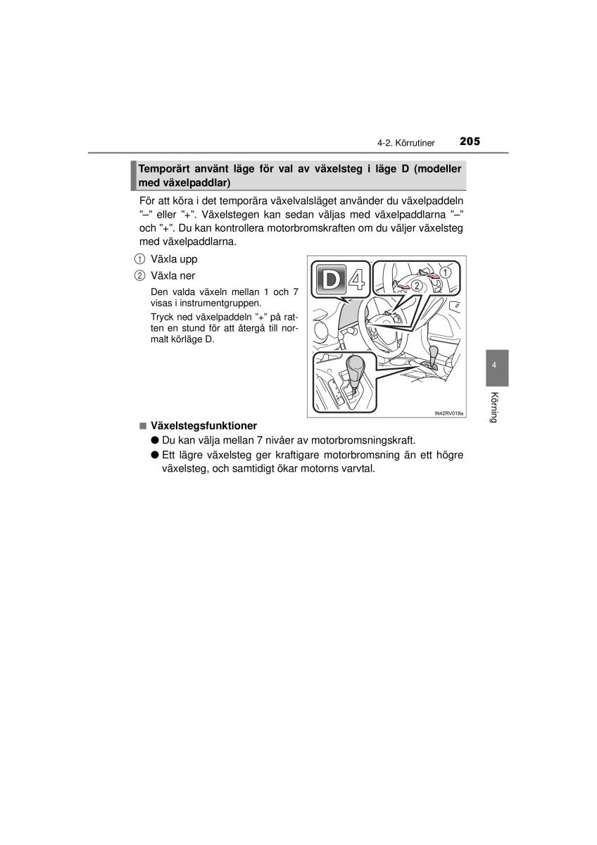 Toyota RAV4 IV 4 instruktionsbok / page 205