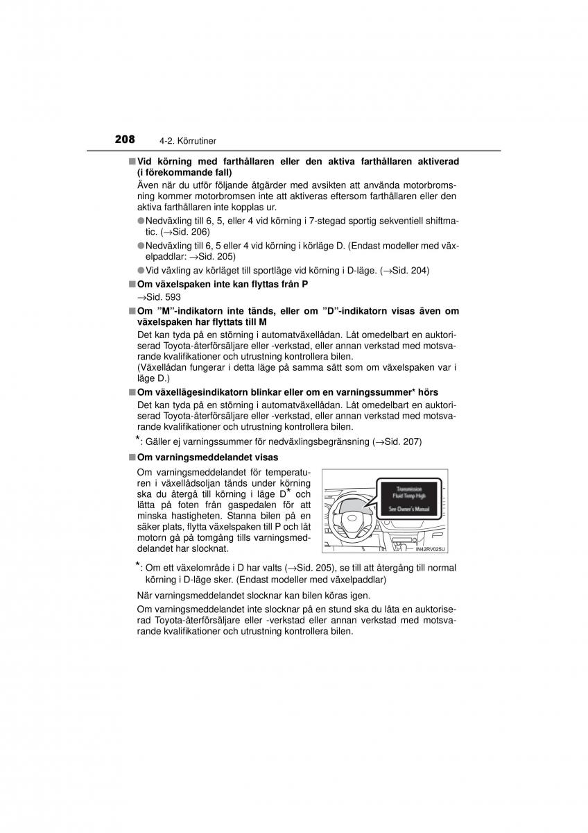 Toyota RAV4 IV 4 instruktionsbok / page 208