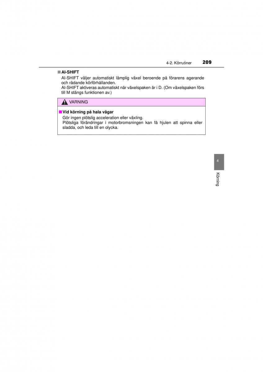 Toyota RAV4 IV 4 instruktionsbok / page 209